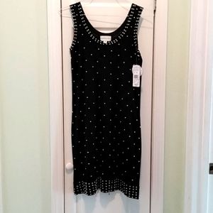 Sweater dress with gold beads